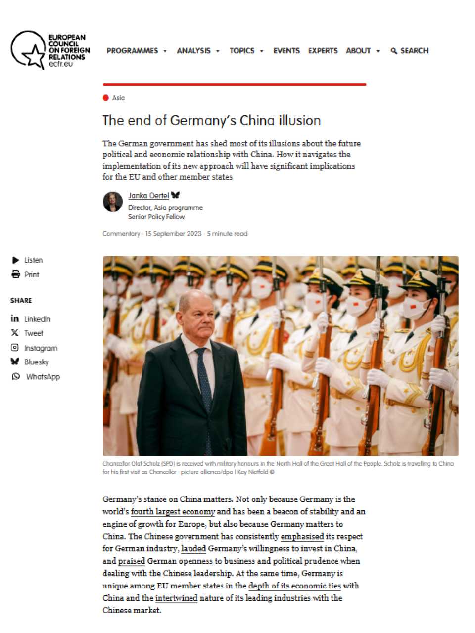 The end of Germany’s China illusion